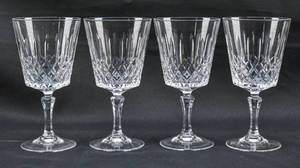 lot 209 image: Set of 4 Cut Glass Stemmed Goblets