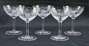 lot 206 image: Set of 5 Etched Coup Glasses