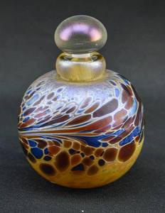 lot 186 image: Signed Iridescent Art Glass Perfume Bottle