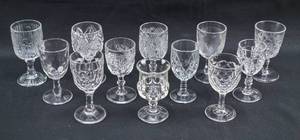 lot 214 image: 12 Pressed Glass Style Stemmed Cordial Glasses