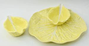 lot 235 image: Vintage Secla 2 Piece Yellow Cabbage Ceramic Serving Vessels