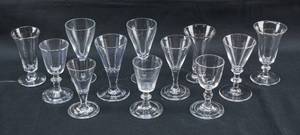 lot 215 image: 12 Pressed Glass Style Stemmed Glasses
