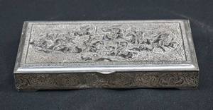 lot 5 image: Persian 840 Silver Decorated Cigarette Box