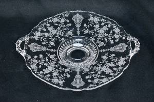 lot 87 image: Footed Rose Point Style Glass Platter