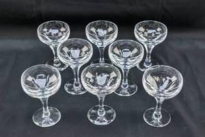 lot 88 image: 8 Clear Cut Champagne Coupe Glasses