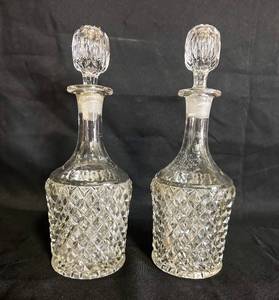 lot 184 image: Pair Vintage Cut Glass Decanters