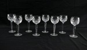 lot 10 image: Set of 8 Waterford Crystal Rosslare Hock Wine Glasses