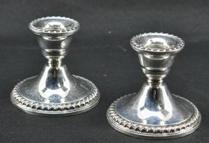 lot 158 image: Pair of Rogers Sterling Candlestick Holder No. 1901