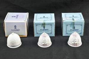 lot 130 image: 3 Lladro Christmas Porcelain Bell Ornaments--1987 & 1994