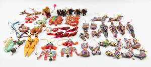 lot 179 image: 49 Handmade Indian Fabric Animal Ornaments