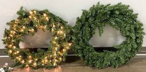 lot 6 image: Pair of Balsam Hill Light Up Wreaths 2
