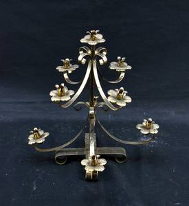 lot 298 image: Gold Toned Metal Tiered Candle Holder with Flower Pans