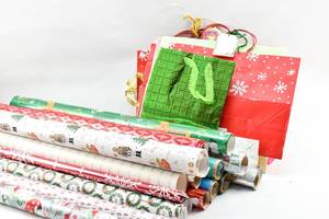 lot 303 image: Large Assortment of Wrapping Paper and Gift Bags & Boxes