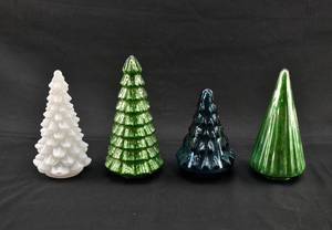 lot 210 image: Group of 4 Glass Christmas Trees