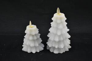 lot 215 image: Two Lumon White Moving Flame Flameless Christmas Tree Candles