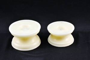 lot 216 image: Two Pedestal Shaped Off-White Moving Flame Flameless Candles