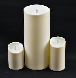 lot 219 image: Group of 3 White Luminara Moving Flame Flameless Candles