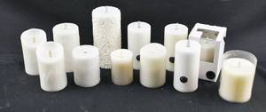 lot 222 image: Group of 12 White Textured Moving Flame Flameless Candles