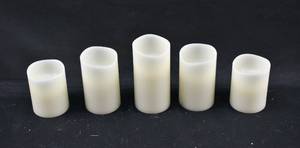 lot 224 image: Group of 5 White Flameless Pillar Candles with Original Packaging