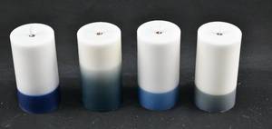 lot 228 image: Group of 4 White & Blue Gradient Moving Flame Flameless Candles