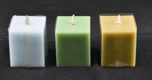 lot 229 image: Group of 3 Martha Stewart Luminara Moving Flame Flameless Rectangular Candles