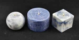 lot 238 image: 3 Luminara Light Blue Moving Flame Flameless Candles