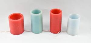 lot 259 image: 4 Red & Blue Flameless Pillar Candles