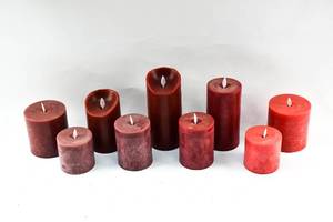 lot 267 image: 9 Various Red Moving Flame Flameless Pillar Candles, Various Brands