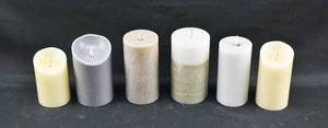 lot 273 image: 6 Neutral Toned Moving Flame Flameless Pillar Candles
