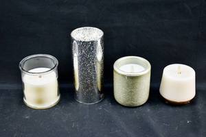 lot 277 image: 4 Ivory & Light Pink Moving Flame Flameless Candles