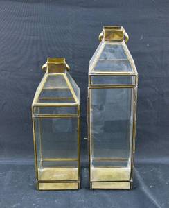 lot 278 image: 2 HomArt Brass Toned Metal Glass Display Boxes