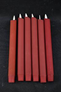 lot 283 image: 6 Dark Red Luminara Moving Flame Flameless Taper Candlesticks
