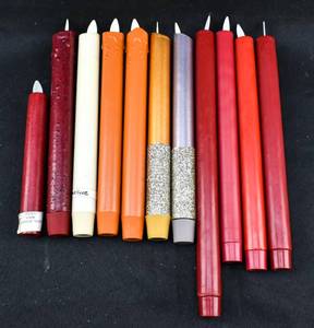 lot 284 image: 11 Various Colors Moving Flame Flameless Taper Candlesticks