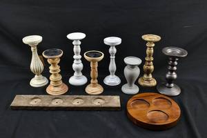 lot 295 image: 10 Rustic Farmhouse Style Candle Holders