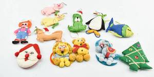 lot 175 image: Box of 12 Vintage Handmade Felt Original Christmas Ornaments