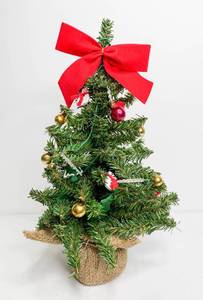 lot 204 image: Miniature Christmas Tree with Ornaments and Bow