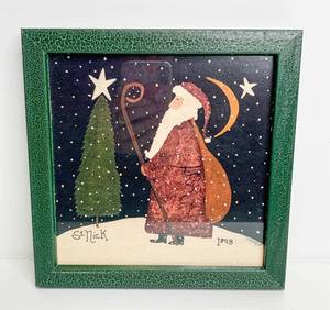 lot 198 image: Barbara Chiantia St. Nick Framed Folk Art Print