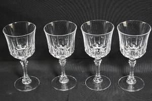 lot 46 image: 4 Cristal DArques Durand Cut Crystal Red Wine Glasses