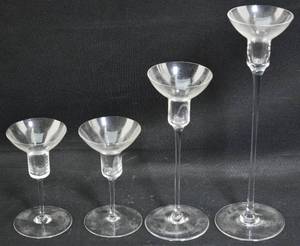 lot 306 image: 4 Vintage Riedel Stemmed Glass Candlestick Holders