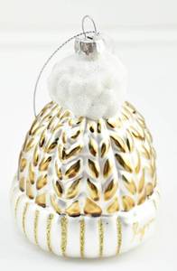 lot 322 image: 14 White and Gold Love Your Melon Glass Ornaments