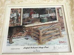 Lutefisk Unlimited Stamp &amp Print by Les Kouba Signed Edition