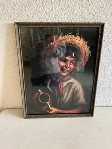 Vintage Boy in Straw Hat Artwork