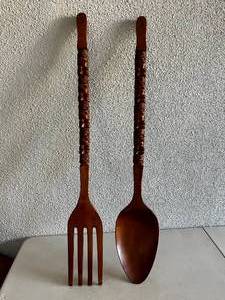 Solid Wood Carved Fork & Spoon from the Philippines
