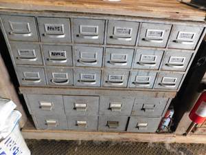 lot 134 image: Nuts  Bolts Cabinet with Drawers