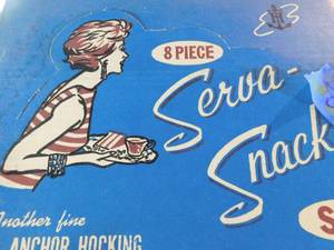 lot 212 image: (4) Vintage Snack Sets by Anchor Hawking