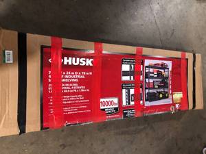 Husky 4-Tier Industrial Duty Steel Freestanding Garage Storage Shelving Unit in Black (77 in. W x 78 in. H x 24 in. D)  Customer Returns See Pictures