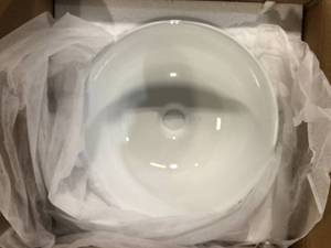 13 in. x 13 in. Porcelain Round Bowl Modern Bathroom Above in White Ceramic Vessel Vanity Sink Art Basin by LORDEAR  Customer Returns See Pictures