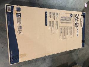 Suncast Resin Freestanding Garage Cabinet in Platinum (30 in. W x 72 in. H x 20 in. D) Customer Returns See Pictures