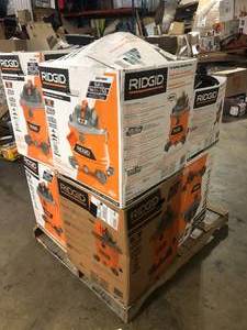 Pallet of Ridgid WetDry Shop Vacs Various Sizes and Conditions Customer Returns See Pictures