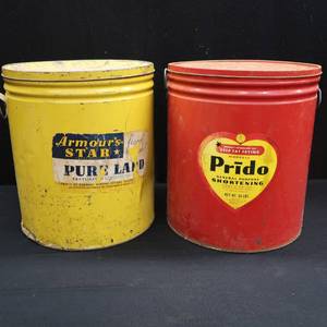 lot 31 image: VINTAGE  METAL FOOD STORAGE TINS